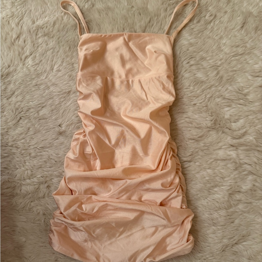 Elegant Baby Pink mini satin Dress